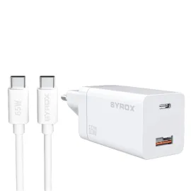 Syrox Gan65W Type-C to Type-C Süper Hızlı Çift Çıkışlı Şarj Aleti Seti