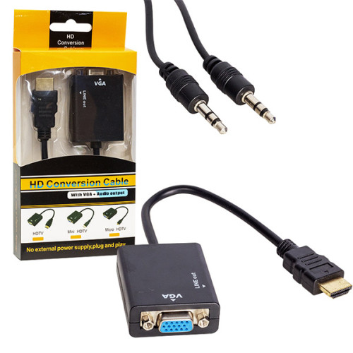 Powermaster HDMI To Vga + Ses Destekli Çevirici