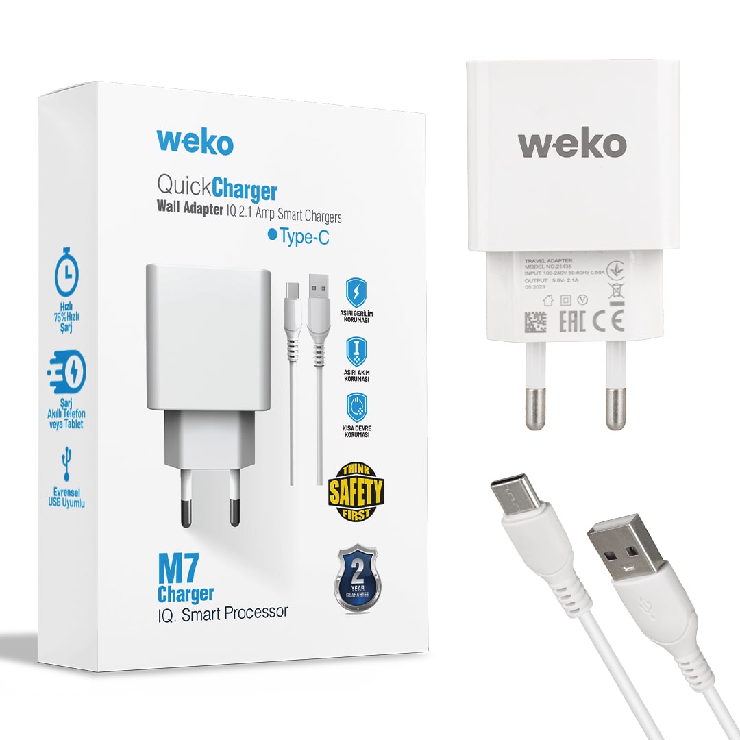 WEKO M7 2.1 Amper Type-C Ev Tipi Şarj Aleti Set