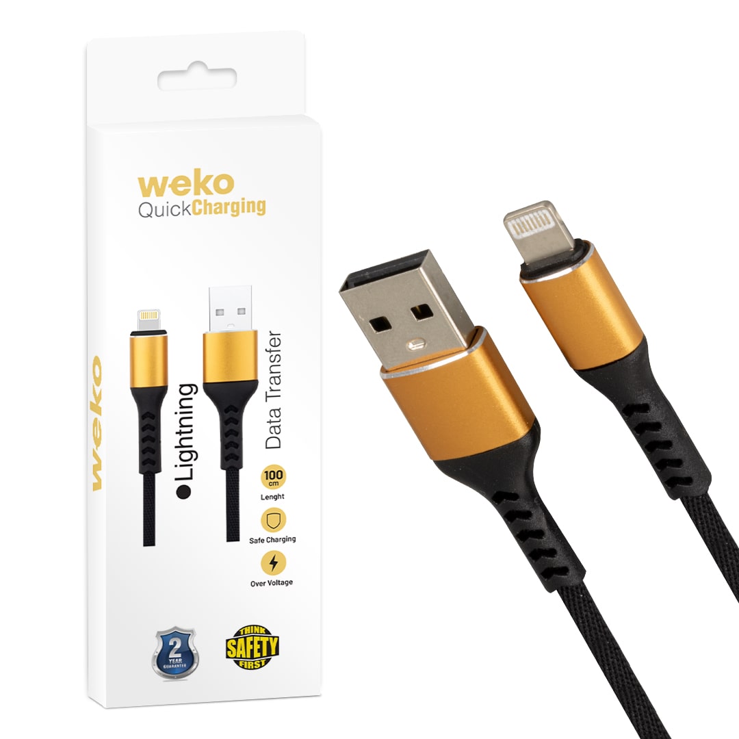 Weko WK-22025 Usb to Lightning Örgülü 1 Metre IPhone Şarj Data Kablosu