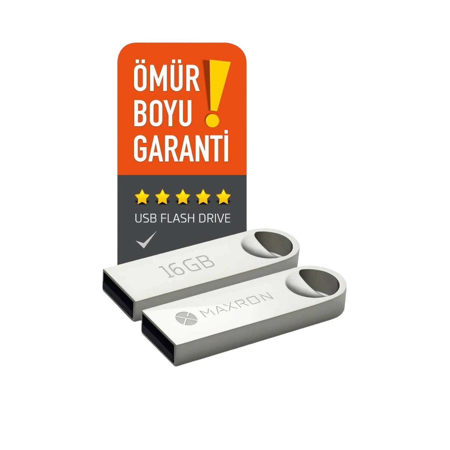 Maxron 16 GB Flash Bellek - Metal Gövde, Ömür Boyu Garantili Güvenli USB Bellek